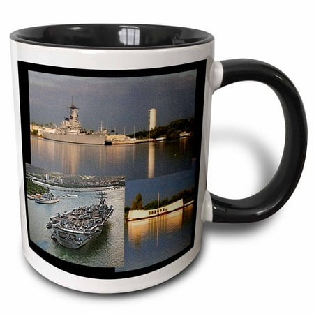 

3dRose Cristo Vlahos USS Carl Vinson Arizona Memorial at Pearl Harbor Hawaii (Textured) Two Tone Black Mug 11oz