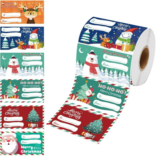 Holiday Festive Party Wrapping Paper Glossy Coated Paper Labels Secure Stick Peel Resistant Curl Resistant DIY Wrapping Labeling Multiple Designs for Holiday Preparations