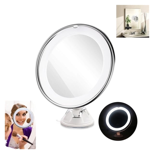 Magnifying Makeup Mirror With Power Locking Suction Cup Bright Diffused Light And 360 Degree Rotating Adjustable Arm ,Widely Use