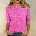 thumbnail image 2 of Enjoytime Womens Casual 3/4 Sleeve Blouses Round Neck Cute Tunic Tops Sequin Print Fall Oversized Blouse Loose Fit Pullover Top, 2 of 5