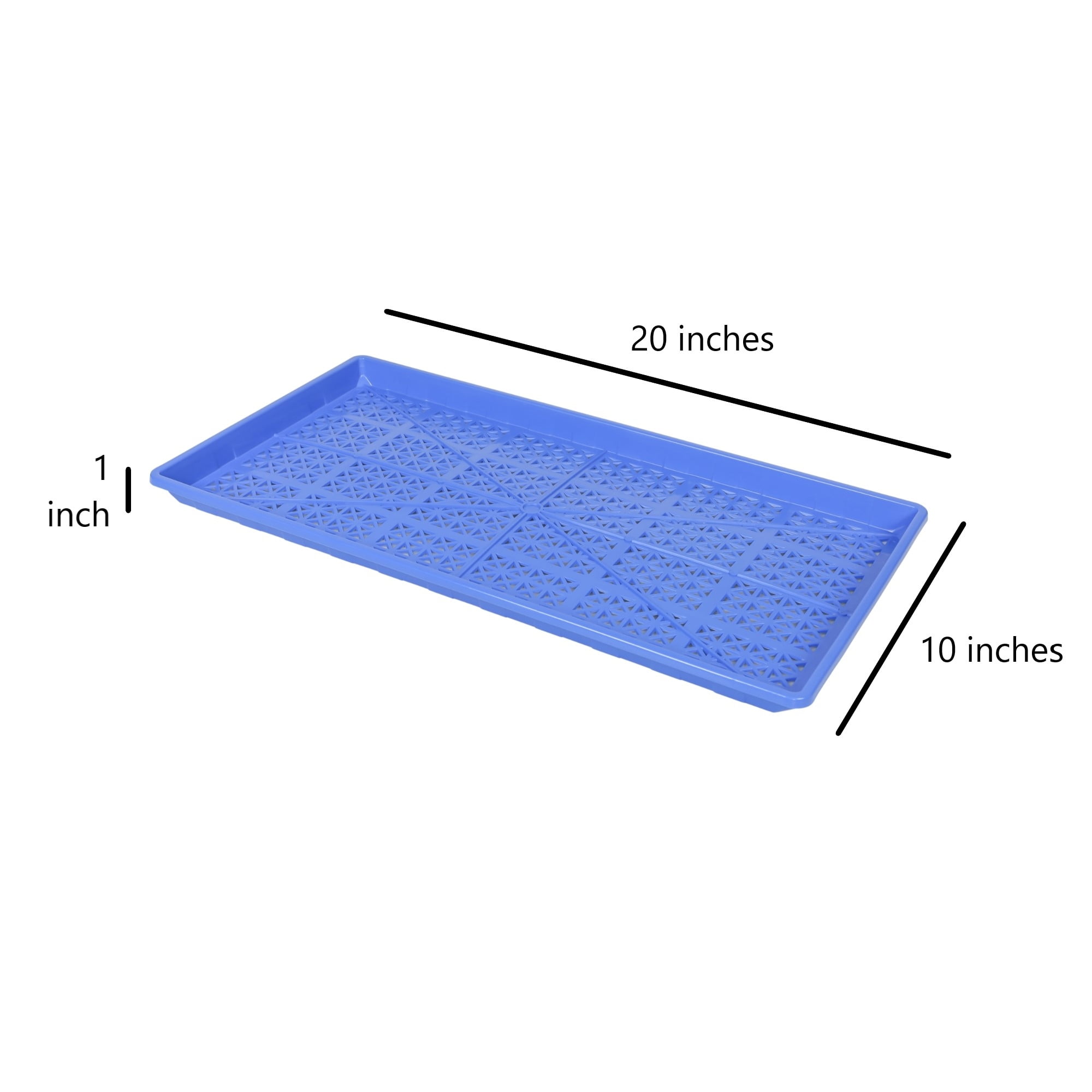SUNPACK 10” x 20” Heavy Duty Mesh Plastic Seed Starting Tray, Blue, 1” - Ensures Water Drainage and Aeration, Perfect for Greenhouses or Indoor Gardening