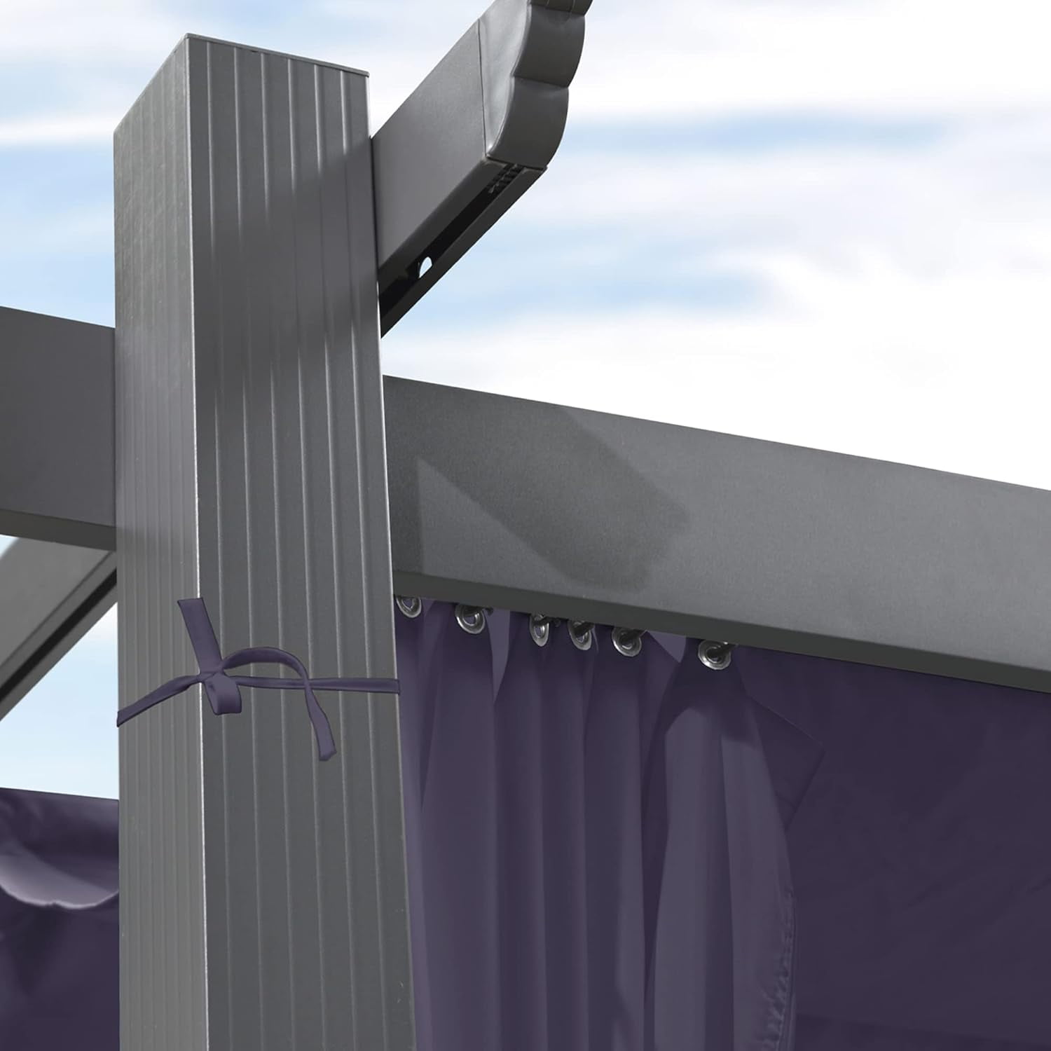 PURPLE LEAF Outdoor Curtains Privacy for 10' Side Pergola with Grommets and Rod Outside Porch Shade Patio Deck Retractable Replacement Gazebo Cabana Curtain Set of 2 Panels 49 x 82 inch Navy Blue
