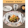 thumbnail image 3 of 15 Inch Round Placemats Set of 4, Easter Rabbits Non Slip Heat Insulation PP Table Mats, Watercolor Floral Cute Bunny Plants Spring Washable Place Mats for Kitchen Dining Party Table Decor, 3 of 7