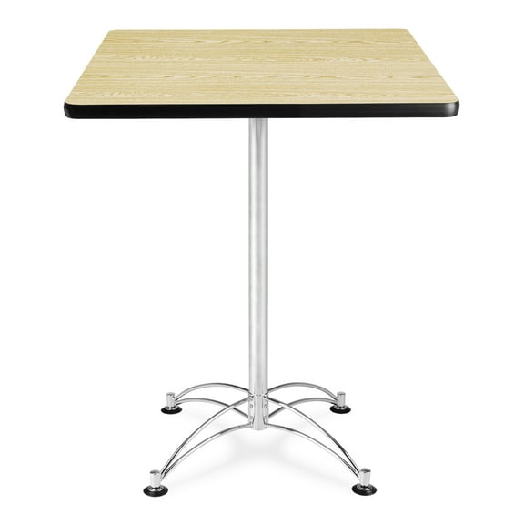 OFM Model CCLT30SQ 30" Square Cafe Height Table, Oak with Chrome Base