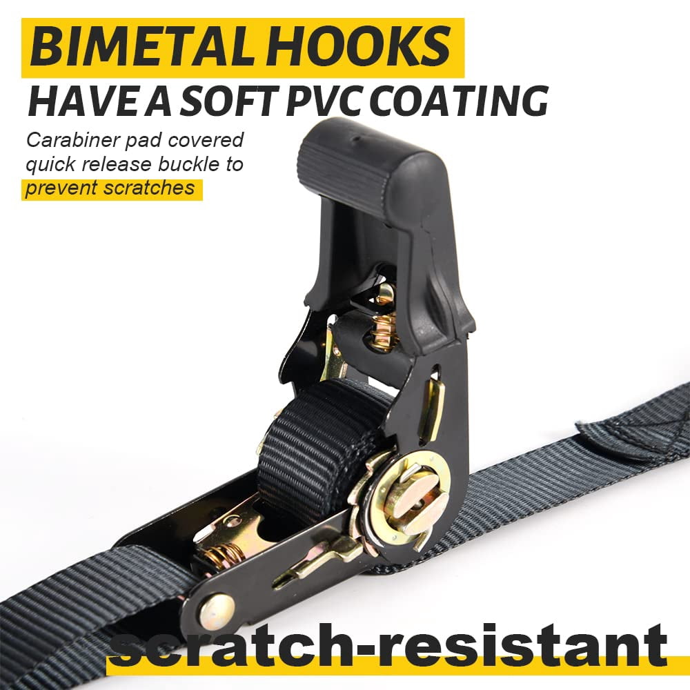 Boat Trailer Transom Ratchet Tie Down Straps 2400 LBS, 1'' X 4'with Latching Hooks and Soft Loop, Safety Nylon Straps with Ratchet Buckle to Secure Transport Boat, Pontoon,Jet Ski, PWC,Kayak