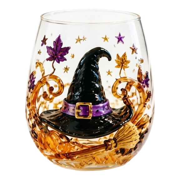 3D Halloween Artisan Glassware Collection, Handleless Clear Glass Drink Cups for Gothic Fall Party Home Bar Seasonal Decor