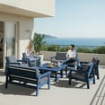 thumbnail image 5 of SERWALL 10PC Outdoor Conversation Set, All-Weather HDPE Patio Sofa Set with Cushions, 4 Armchairs, 2 Loveseats & 2 Coffee Table for Patio, Porch, Backyard, Blue Frame with Grey Cushion, 5 of 5