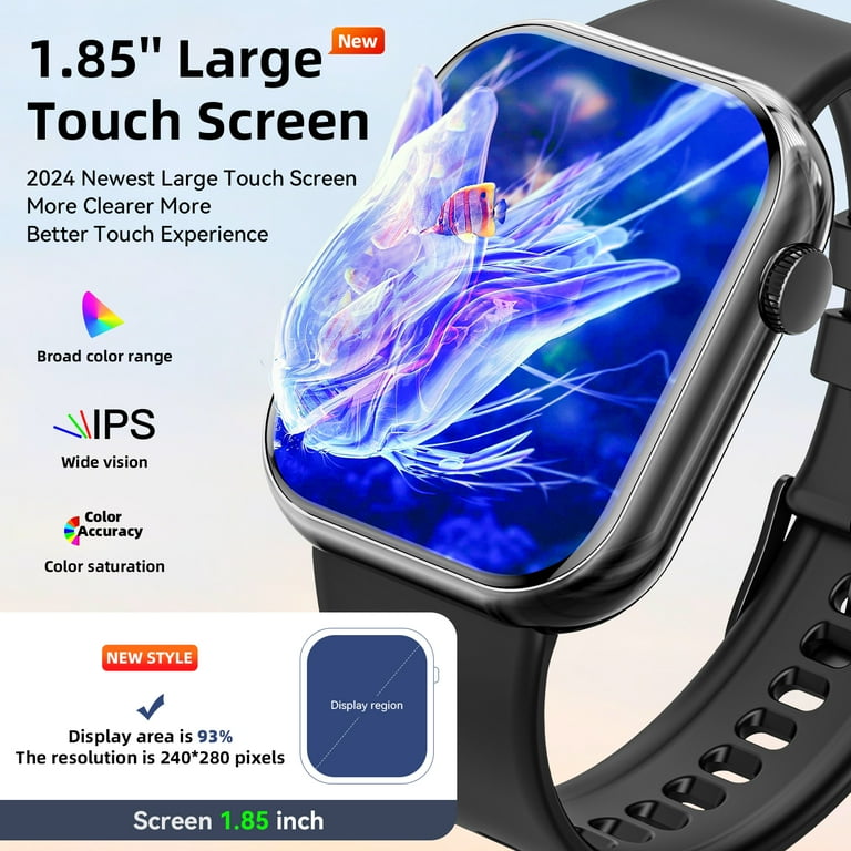 Mingdaln Men s Fitness Watch 1.85 inch Screen Pedometer IP67 Waterproof for Android iPhone Walmart