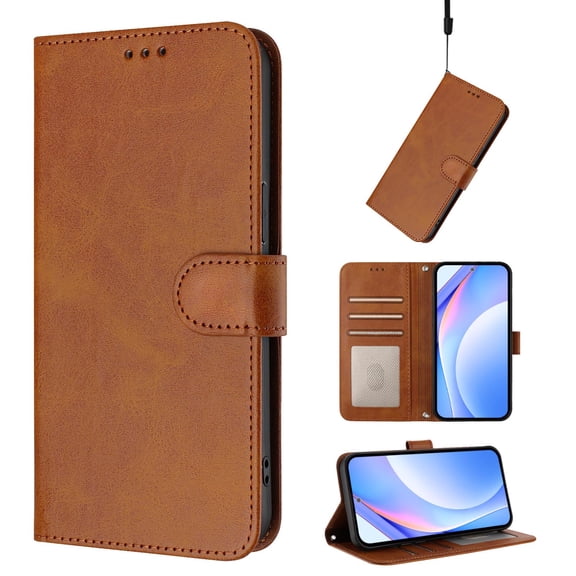 Allytechgroup For Samsung Galaxy S25 Ultra Flip Case with RFID Blocking, PU Leather Wallet Cover, Magnetic Closure, Credit Card Slot, Shock-Absorbent TPU Protective Case with Lanyard,Brown