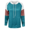 thumbnail image 3 of Pompotops Femmes Patchwork Hoodies T-Shirt Manches Longues Sweat-Shirt Top Chemisier, 3 of 4