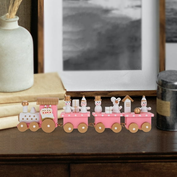 SEWOART Pink Train Wooden Train Festive Atmosphere Friends New Year Party 1Pcs