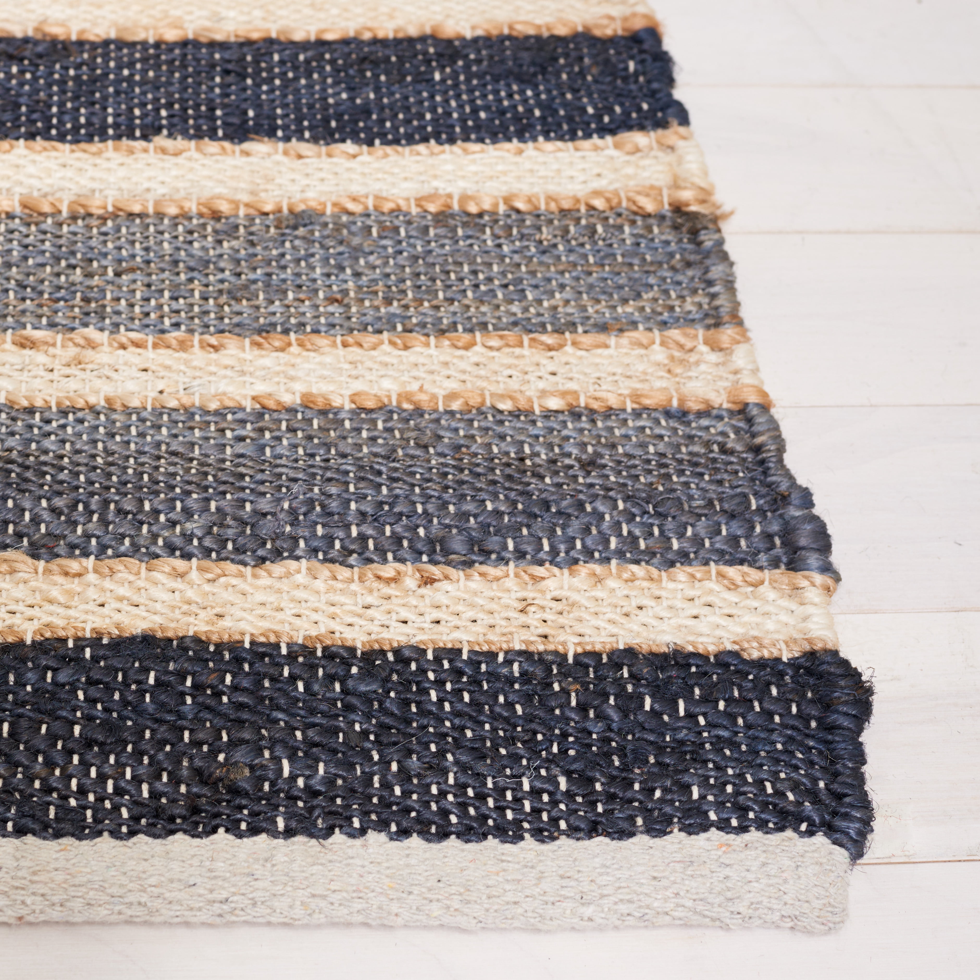 SAFAVIEH Striped Kilim Lorcan Striped Area Rug, Charcoal/Ivory, 8' x 10'
