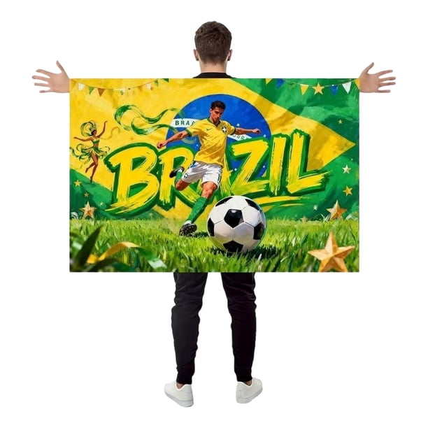 Bandera de Fútbol con Mangas de Brazo Bandera Del Cuerpo Del Ventilador Del Manto para la Copa Del Mundo 2026 Estados Unidos Canadá México, Poliéster, 150 X 90 cm