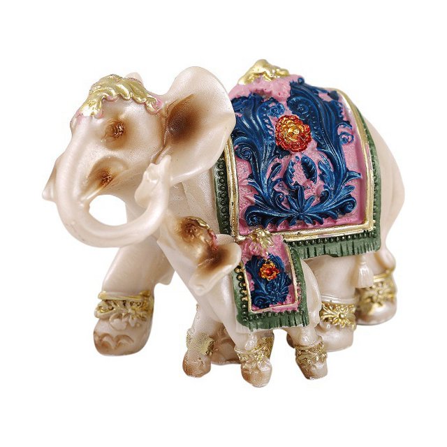 Estatua de elefante Feng Shui de Color marfil blanco, estatuilla de elefantes para madre y bebé para decoración y regalo de oficina en el hogar, 10x5,5x7cm