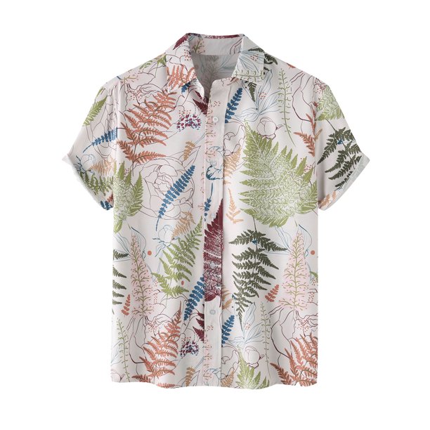 Mens Manga Corta Botón Abajo Camisas Impresas Cuello de Vuelta, Ligero Casual Hombres Camisas de Verano