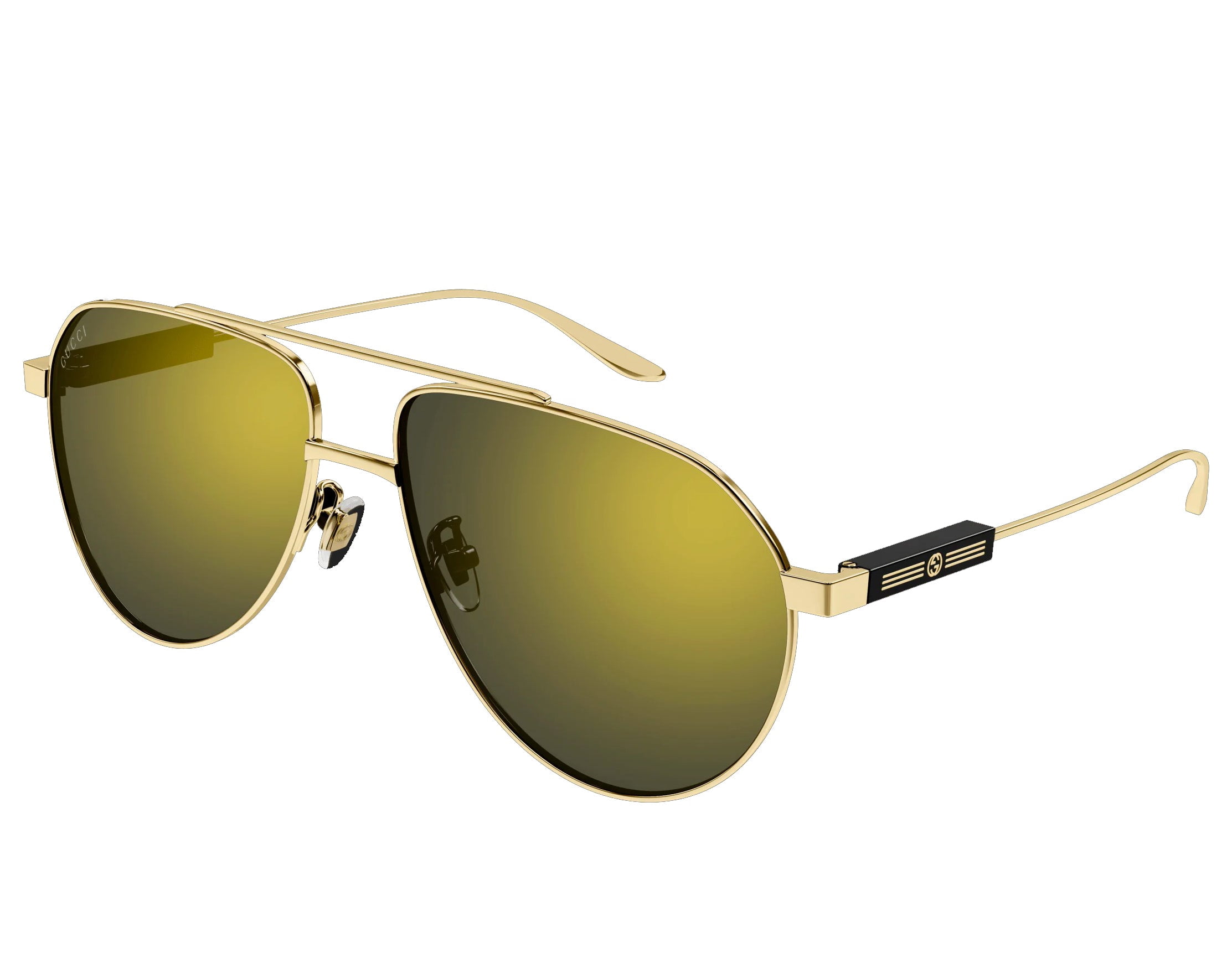 NEW GUCCI GG1311S 002 UNISEX METAL AVIATOR SUNGLASSES Gucci Aviator-Frame Metal Sunglasses Silver/Silver/Brown  main image 3