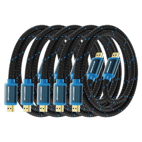 Maximm 4K HDMI Cable 5 Pack 3 Feet – High-Speed HDMI Cord 18 Gbps, Supports 4K 60Hz, Nylon Braided