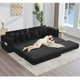 thumbnail image 2 of Sleeper Sofa Bed King, Corduroy Modular L Shaped Sofa, Oversized Reversible Chaise Lounge, Modern Sectional Couch with Ottoman, Cup Holder, Side Pocket, 8 Pillows, for Living Room, Black, 2 of 9