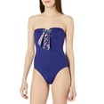 thumbnail image 3 of Trina Turk Women's Standard Bandeau One Piece Swimsuit, Ultramarine//Paradise Plume, 4, 3 of 3