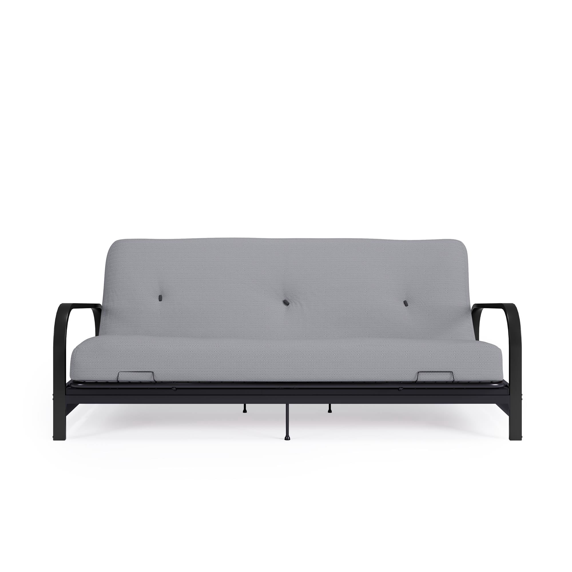 DHP Cleo Black Metal Arm Full Size Futon Frame with 6” Herringbone Mattress