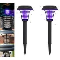 Topboutique 2 Pcs Solar Bug Zapper, LED Mosquito Killer Outdoor Solar Powered Bug Zapper Light Lamp,Waterproof Mosquito Zapper for Indoor and Outdoor Use,Black