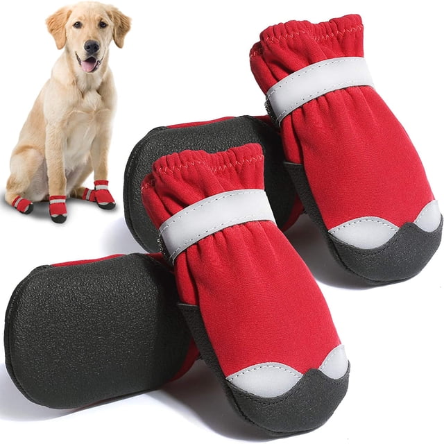 Zapatos para perros para pavimento caliente, botas para perros medianos y grandes, botines impermeables para perros con suela antideslizante, protectores de patas, 4 Uds.