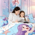 thumbnail image 4 of meiyoeat Fairy Sea Mermaid Princess King Size Comforter Sets for Boys Girls, Music Note Starfish Comforters King Size, Blue, Colorful Star Reversible, 3pcs, 1 Comforter and 2 Pillowcases, 4 of 6