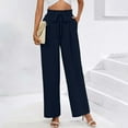 thumbnail image 2 of Lenpel Wide Leg Pants for Women Elastic High Waisted Adjustable Tie Knot Loose Casual Trousers Business Work Pants with Pockets, 2 of 7