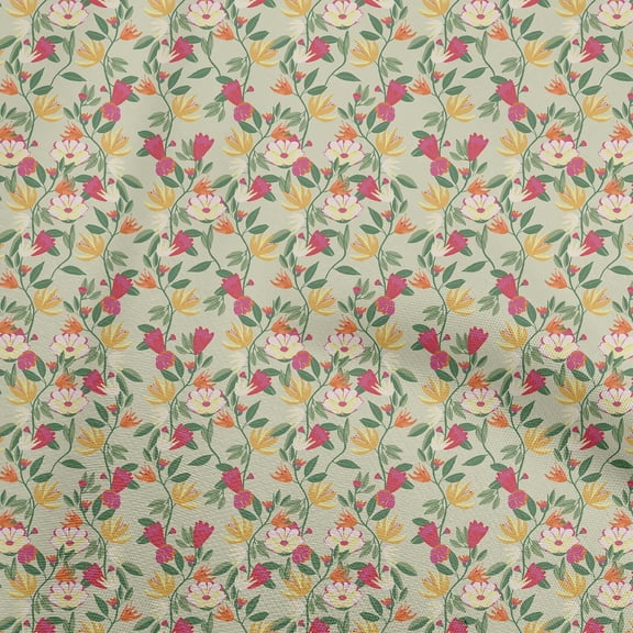 oneOone Viscose Jersey Dusty Green Fabric Florals Dress Material Fabric Print Fabric By The Yard 60 Inch Wide
