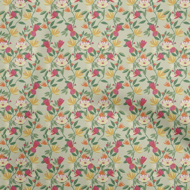 oneOone Rayon Dusty Green Fabric Florals Craft Projects Decor Fabric Printed By The Yard 56 Inch Wide
