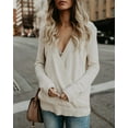 thumbnail image 3 of Women Long Sleeve Deep V Neck Knit Sweater Wrap Front Loose Tops Pullover Jumpers for Women, 3 of 6