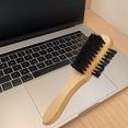 thumbnail image 6 of Dandelion 6.7-inch triangular shoe brush, various cleaning bristles, with handle, boxwood, black hair, boar bristle brush, wooden shoe polish brush, can be used to clean shoe uppers, scrub shoe soles, 6 of 10