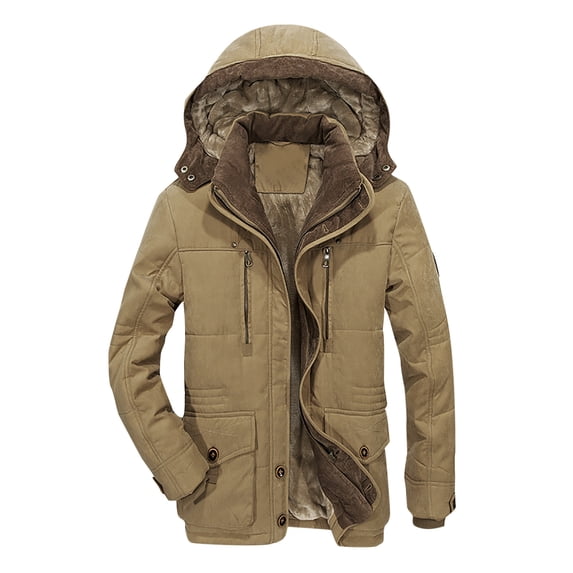 Abcnature Men's Hooded Winter Coat Warm Puffer Jacket Thicken Cotton Coat with Removable Hood Mountain Waterproof Ski Snow Jackets for Men