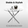 thumbnail image 3 of Atumcto 35.5" Round Tempered Glass Dining Table, Modern Kitchen Table with Chrome Metal Legs for Small Spaces, Clear/Chrome, 3 of 8