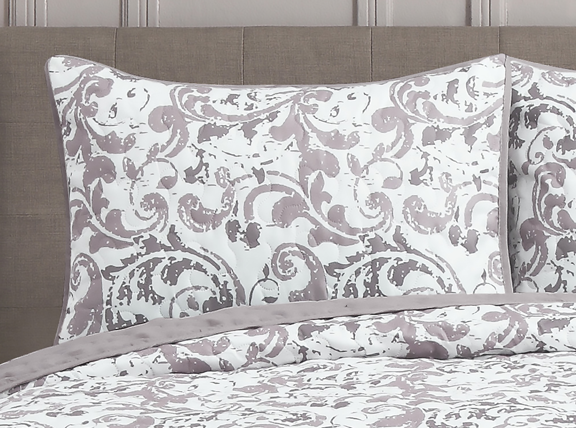 Scroll Reversible 3-piece Quilt Set Dusty Lilac Twin