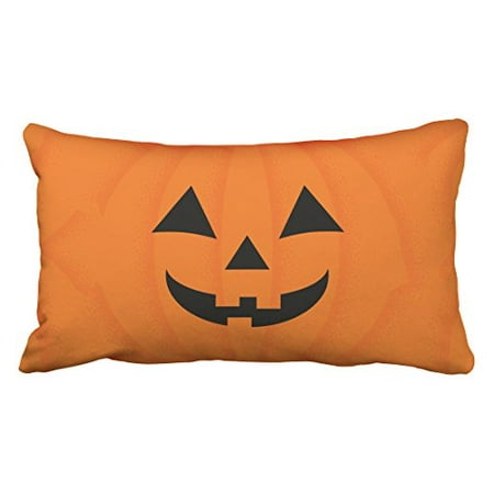 WinHome Funny Vintage Halloween Orange Carved Happy Pumpkin Face Round Personalized Polyester 20 x 30 Inch Rectangle Throw Pillow Covers With Hidden Zipper Home Sofa Cushion Decorative