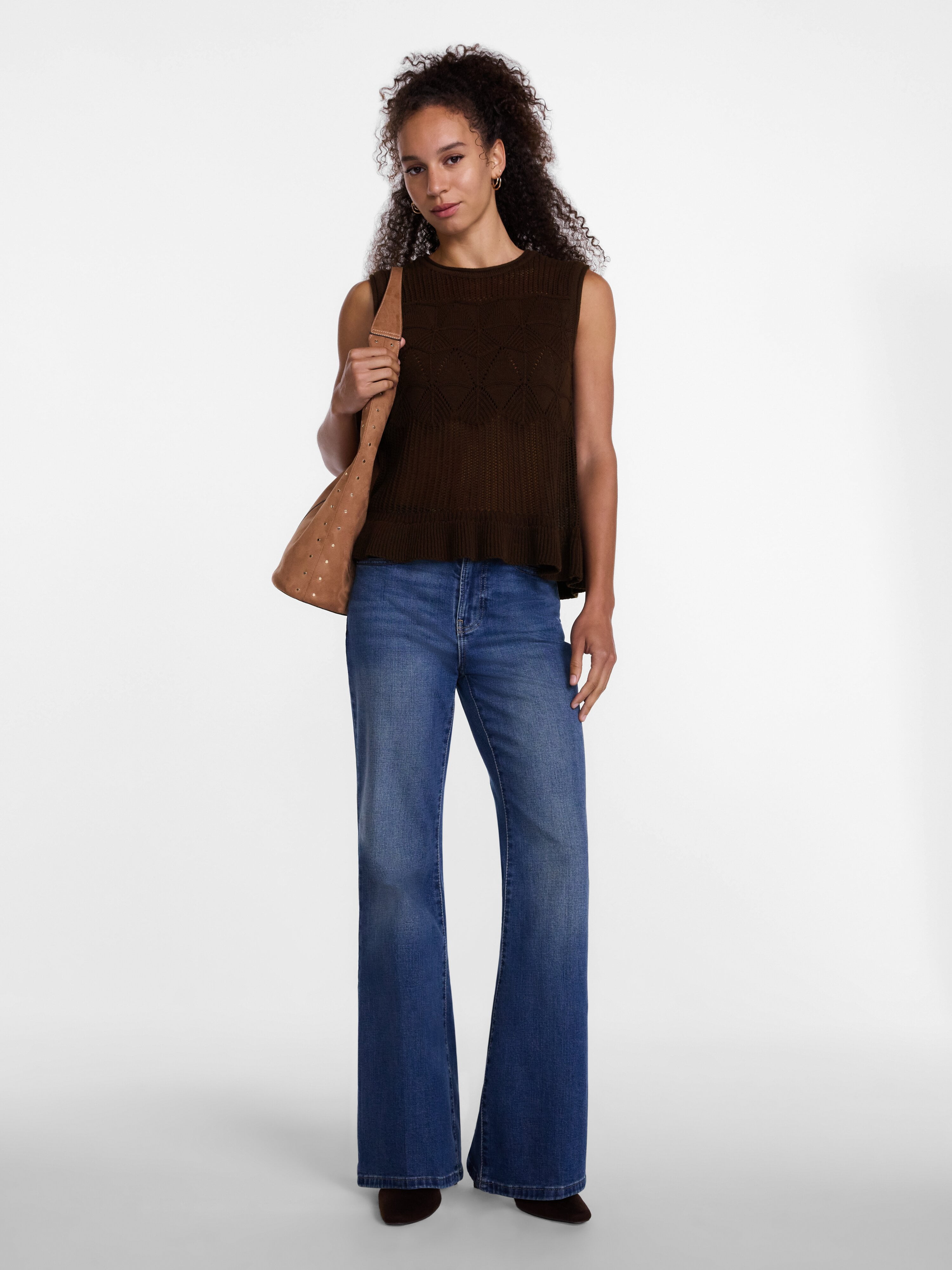 Scenario Women's Texture Peplum Tank Sweater, Lightweight, Sizes XS-XXXL