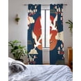 thumbnail image 3 of Japanese Style Sheer Curtains 84 Inch Length 2 Panels Set for Living Room/Bedroom, Modern Cranes Cherry Flower Wave Navy Blue Kitchen Curtains Grommet Semi-Sheer Curtains Window Treatments 52"x84"x2, 3 of 7