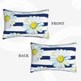 thumbnail image 4 of Bingfone Daisy Striped Nautical Standard Size Pillowcase, Long Staple Pure Cotton Envelope Closure Pillow Cover,16"X24", 4 of 9