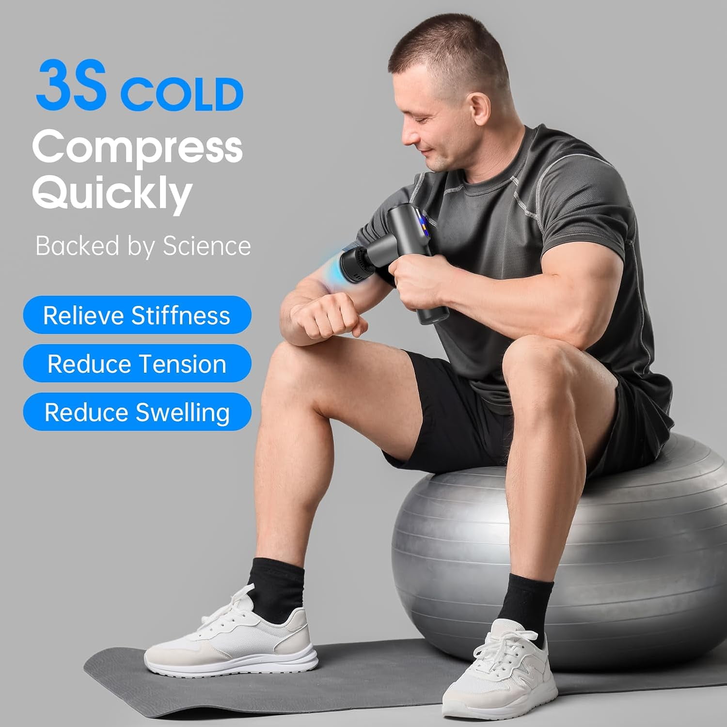 Mini Massage Gun with Hot & Cold Therapy Head, Portable Percussion Muscle Massager with 5 Heads & 5 Speeds for Full Body Relaxation