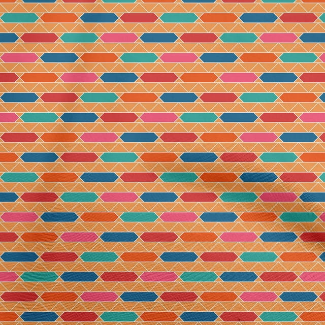 oneOone Viscose Jersey Orange Fabric Geometrical Craft Projects Decor Fabric Printed By The Yard 60 Inch Wide