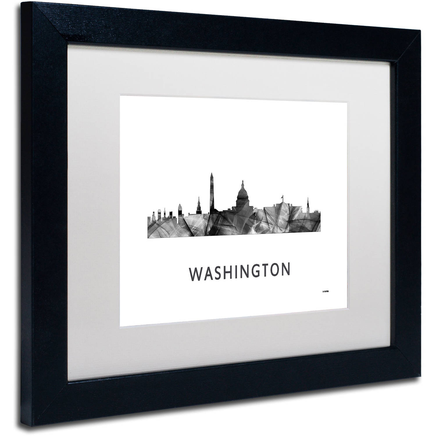 Trademark Fine Art 'Washington DC Skyline WB-BW' Canvas Art by Marlene Watson, White Matte, Black Frame