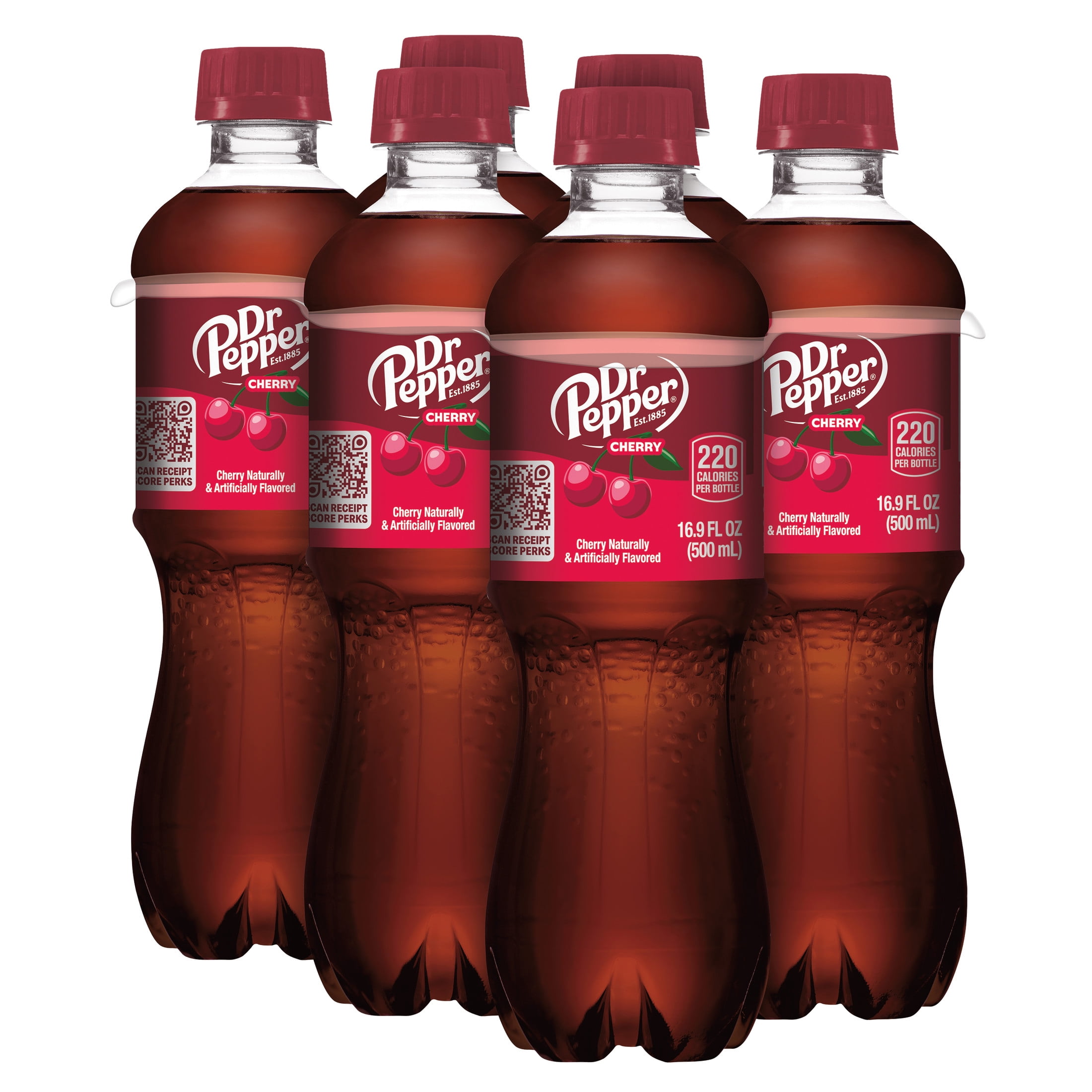 どくぺ部屋 Dr Pepper Cherry Soda Pop, 16.9 fl oz, 6 Pack Bottles, Liter