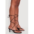 thumbnail image 2 of Women's Trendy Faux Leather Thong Lace Up Heels, 2 of 3