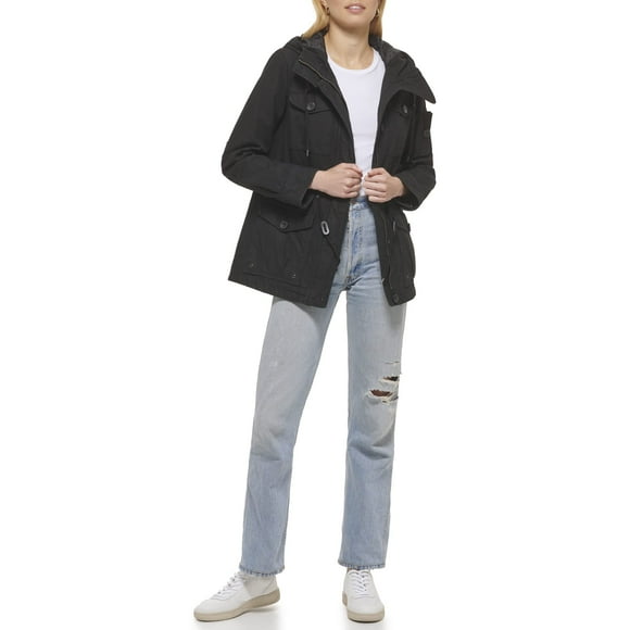 Levi's Veste de Campagne à Capuche en Coton à Quatre Poches pour Femme, Noir, P