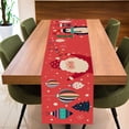 thumbnail image 5 of kiskick Red and Black Buffalo Plaid Christmas Table Runner - Xmas Tree, Santa Claus, and Elk Themed Dining Table Cloth for Home Decor, 5 of 8