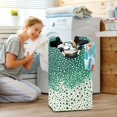 thumbnail image 5 of Yayeee Freestanding Laundry Hamper with Handle Collapsible Large Storage Basket for Clothes, Green and White Pattern, 5 of 7