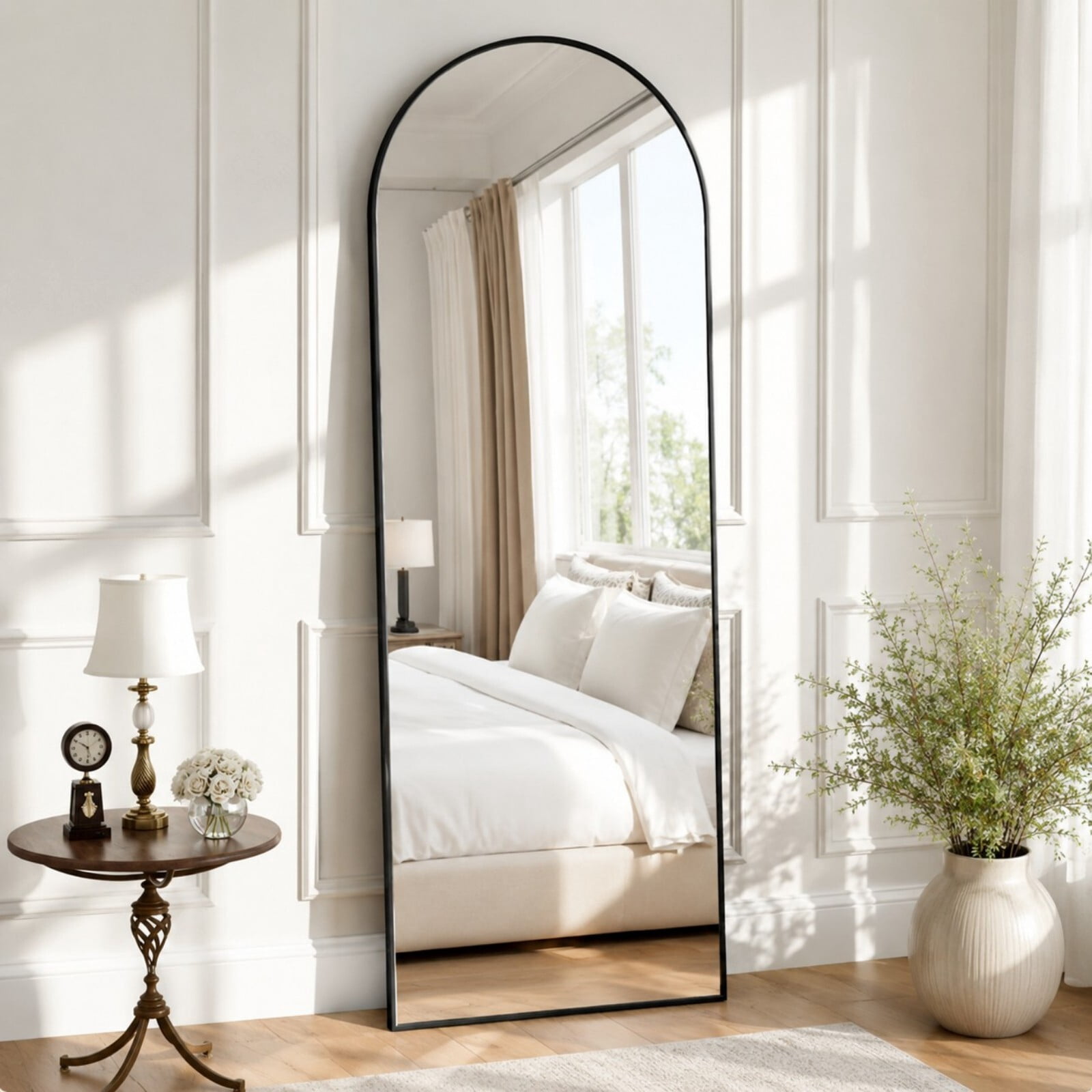 GRAHMCY 64"x 21.2" Arched Full Length Mirror Full Body Floor Mirrors, Black