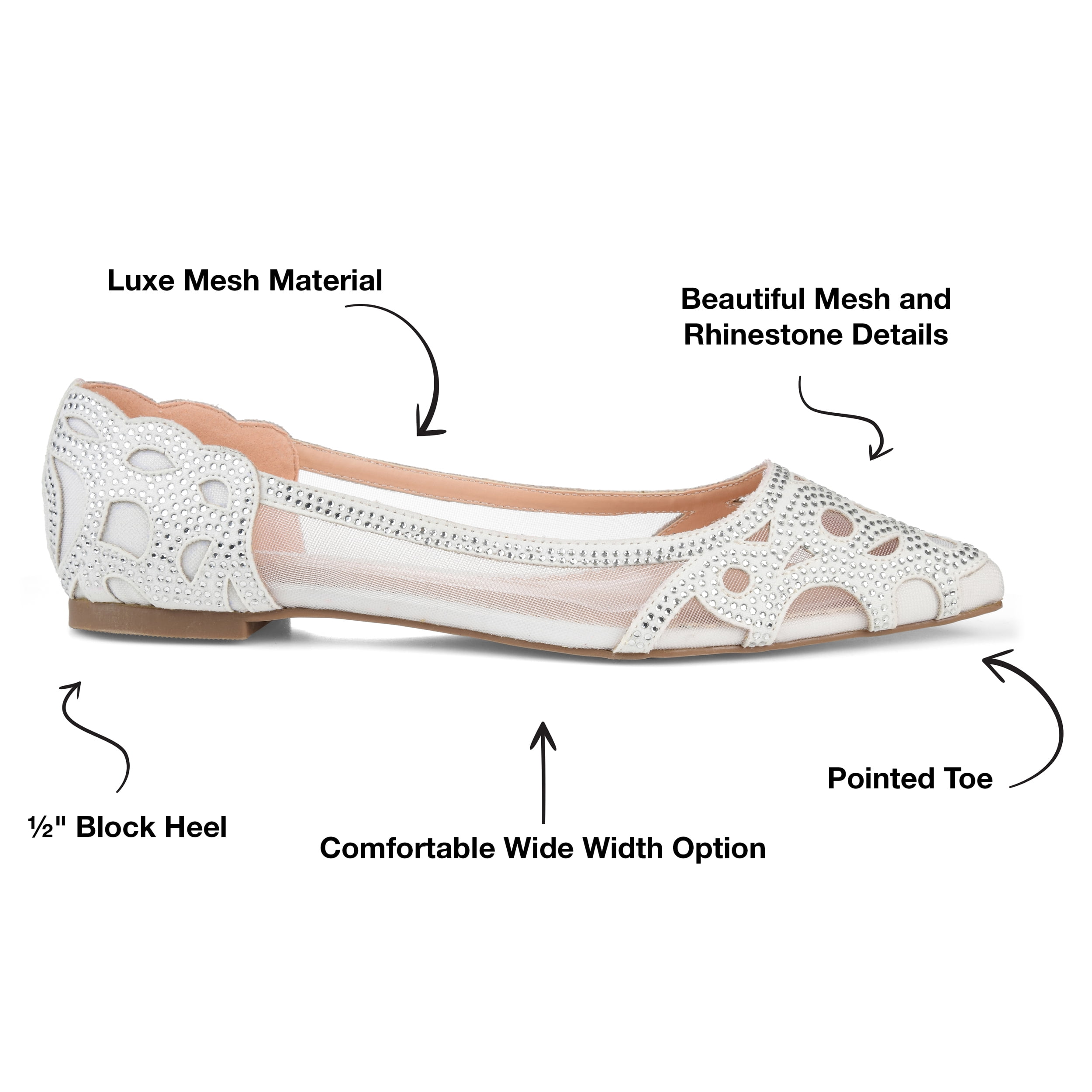 Journee Womens Batavia Slip On Pointed Toe Ballet Flats, Widths Available