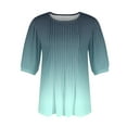 thumbnail image 6 of IYYVV Shirts For Women Puff Short Sleeve Pleated Dressy Casual Scooped Neck Summer Tops Blouses Fashion Clothes 2024 Cyan L, 6 of 6